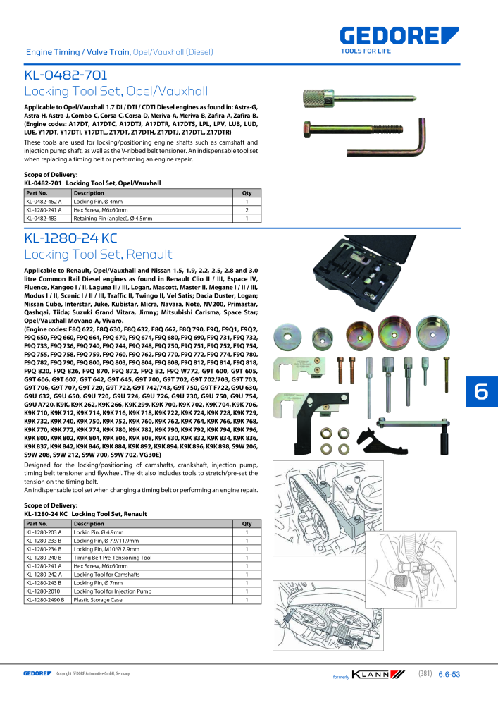 GEDORE Automotive KLANN Main catalog General Repairs Nº: 2086 - Página 381