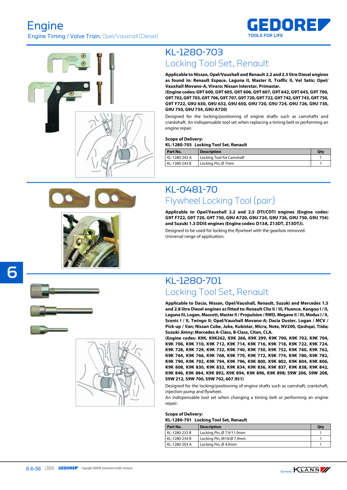 GEDORE Automotive KLANN Main catalog General Repairs Nº: 2086 - Página 384