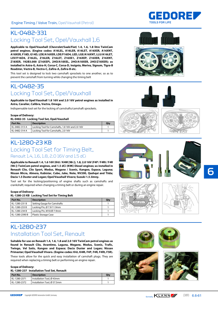 GEDORE Automotive KLANN Main catalog General Repairs Nb. : 2086 - Page 389