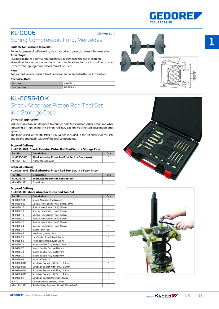 GEDORE Automotive KLANN Main catalog General Repairs Nº: 2086 - Página 39