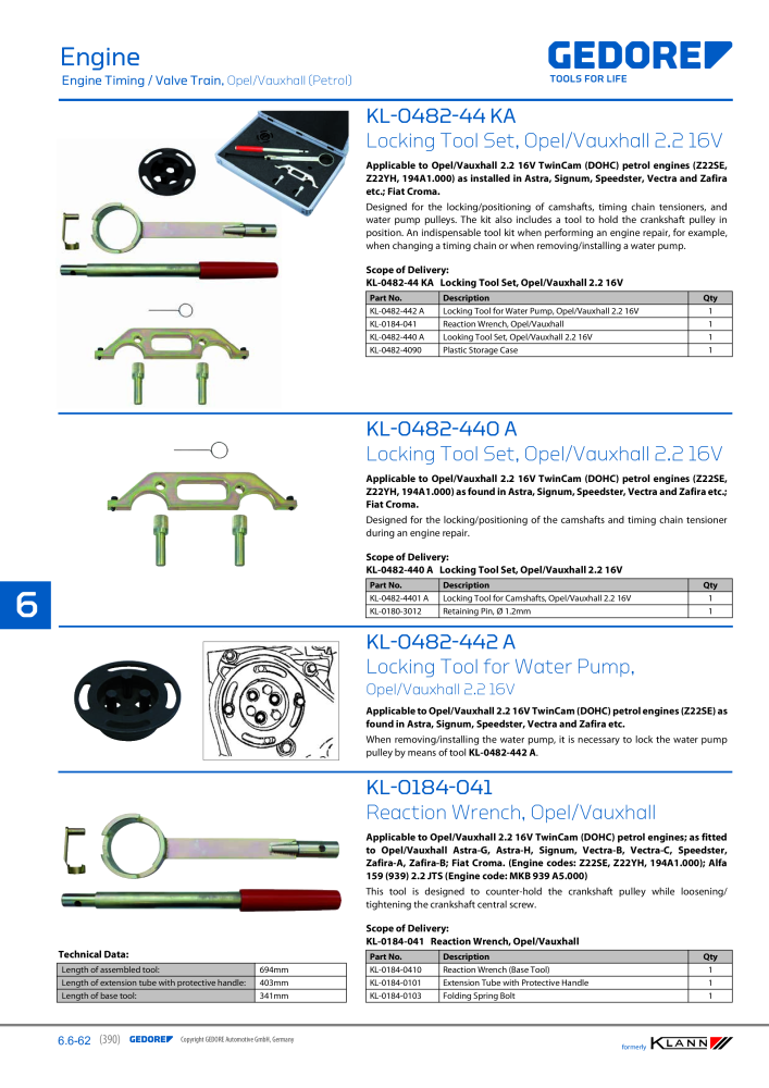 GEDORE Automotive KLANN Main catalog General Repairs Nº: 2086 - Página 390