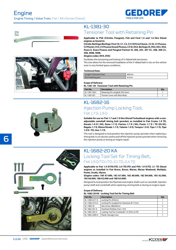 GEDORE Automotive KLANN Main catalog General Repairs NR.: 2086 - Pagina 394