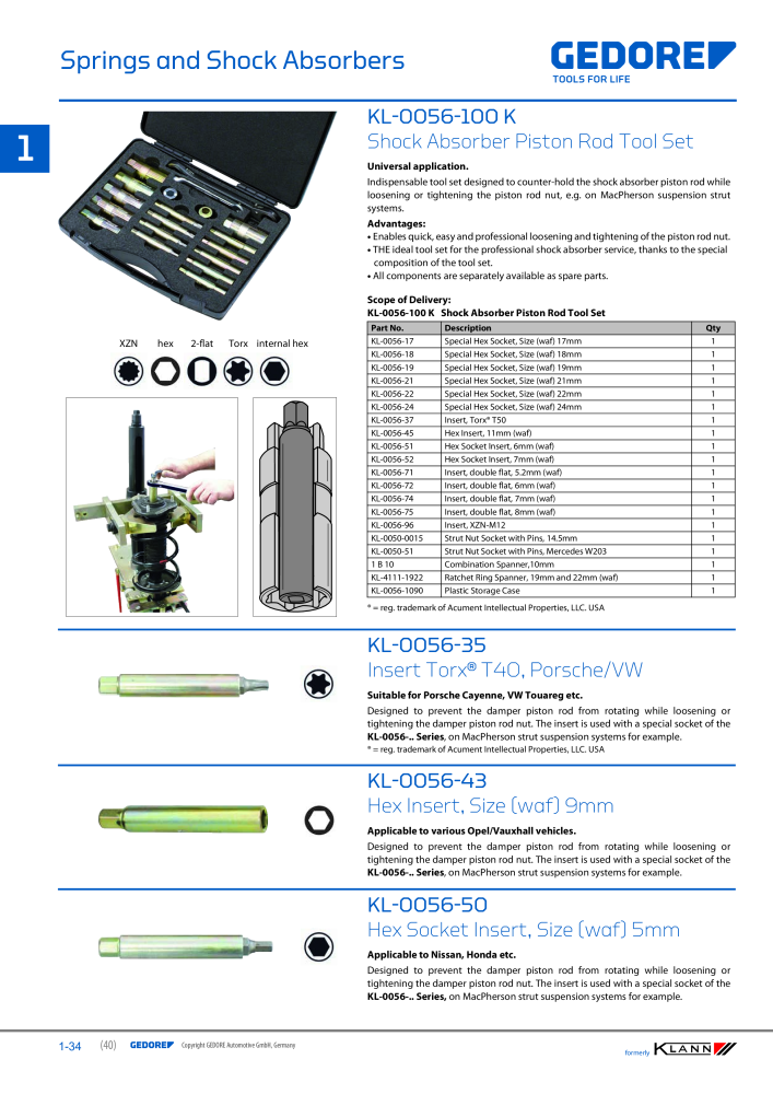 GEDORE Automotive KLANN Main catalog General Repairs Nº: 2086 - Página 40