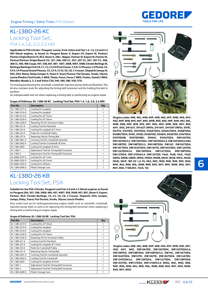 GEDORE Automotive KLANN Main catalog General Repairs NEJ.: 2086 - Sida 403