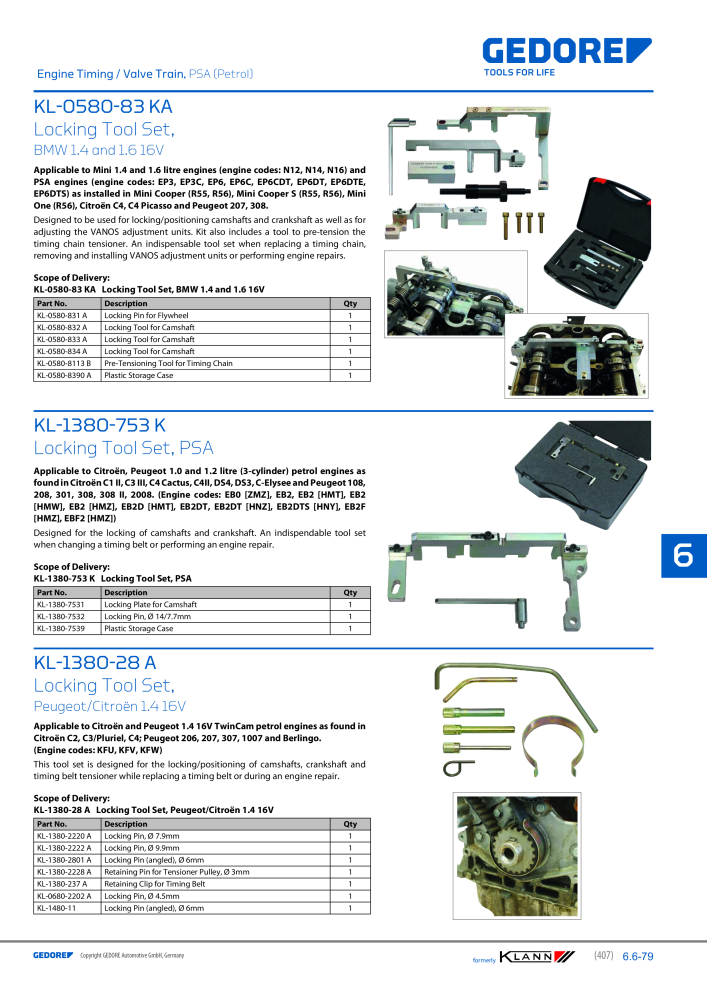 GEDORE Automotive KLANN Main catalog General Repairs Č. 2086 - Strana 407