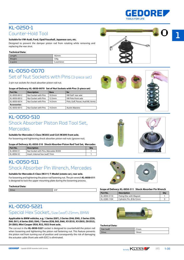 GEDORE Automotive KLANN Main catalog General Repairs NR.: 2086 - Pagina 41