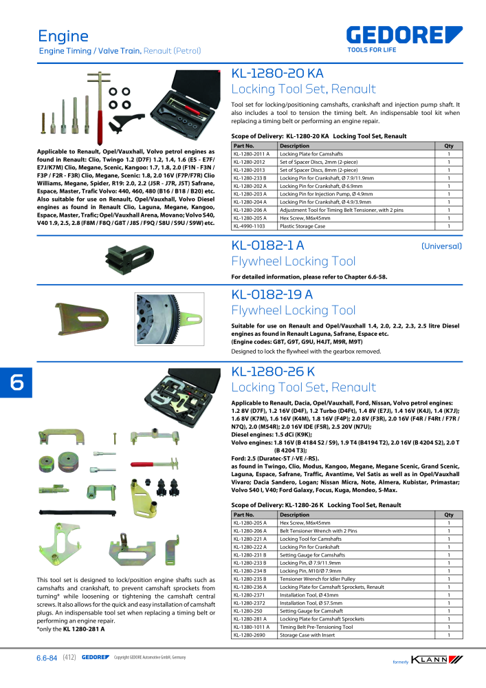 GEDORE Automotive KLANN Main catalog General Repairs NO.: 2086 - Page 412