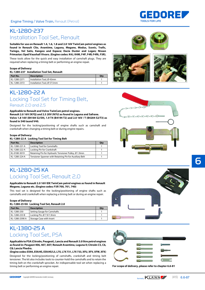 GEDORE Automotive KLANN Main catalog General Repairs NR.: 2086 - Strona 415