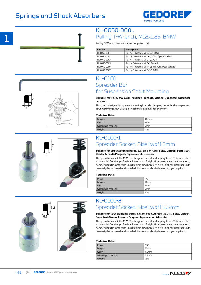 GEDORE Automotive KLANN Main catalog General Repairs NO.: 2086 - Page 42