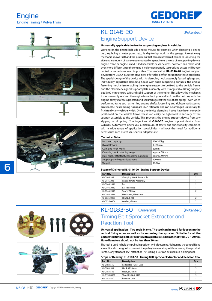 GEDORE Automotive KLANN Main catalog General Repairs NO.: 2086 - Page 426