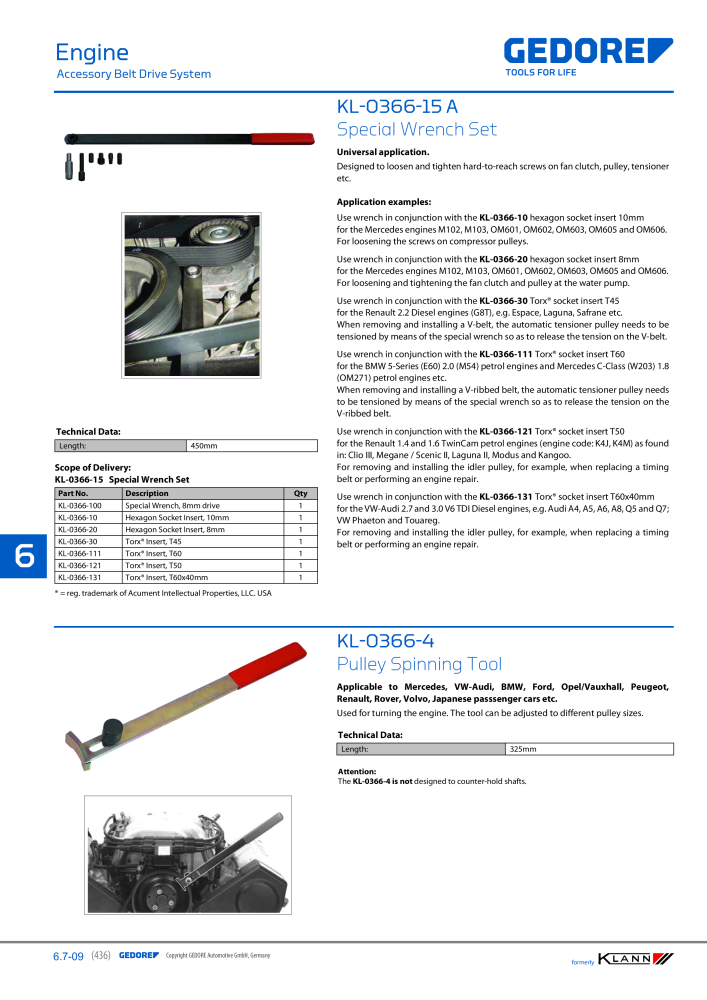 GEDORE Automotive KLANN Main catalog General Repairs NR.: 2086 - Pagina 436