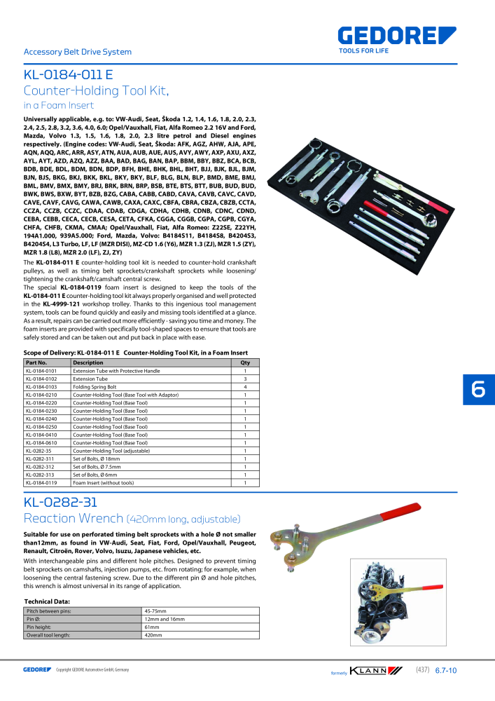 GEDORE Automotive KLANN Main catalog General Repairs NR.: 2086 - Seite 437