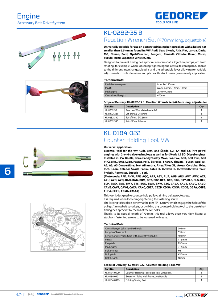 GEDORE Automotive KLANN Main catalog General Repairs Nº: 2086 - Página 438