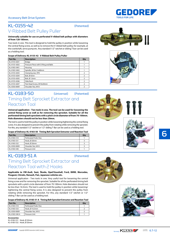 GEDORE Automotive KLANN Main catalog General Repairs NEJ.: 2086 - Sida 439