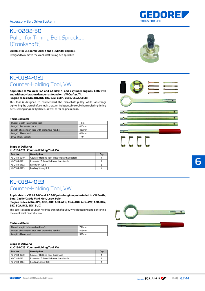 GEDORE Automotive KLANN Main catalog General Repairs Nb. : 2086 - Page 441