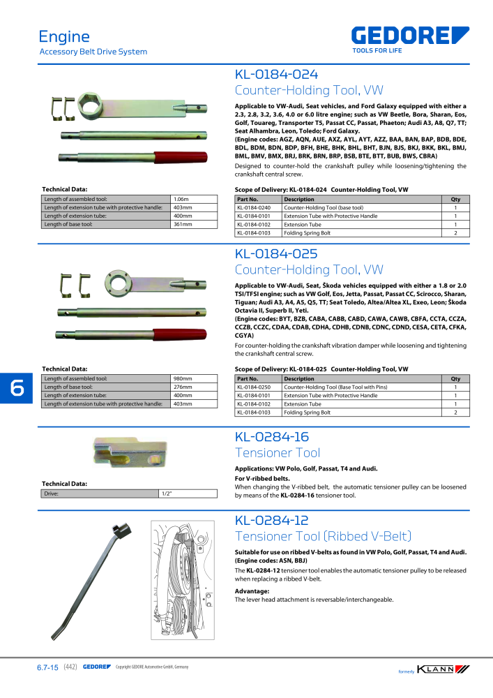 GEDORE Automotive KLANN Main catalog General Repairs Nb. : 2086 - Page 442