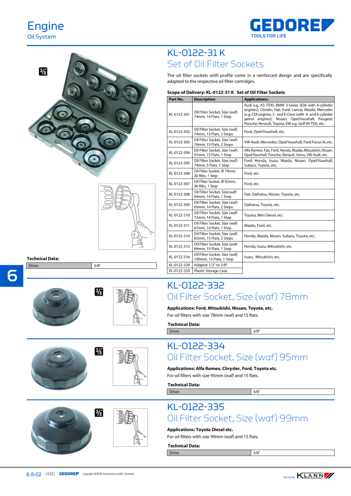 GEDORE Automotive KLANN Main catalog General Repairs Č. 2086 - Strana 448