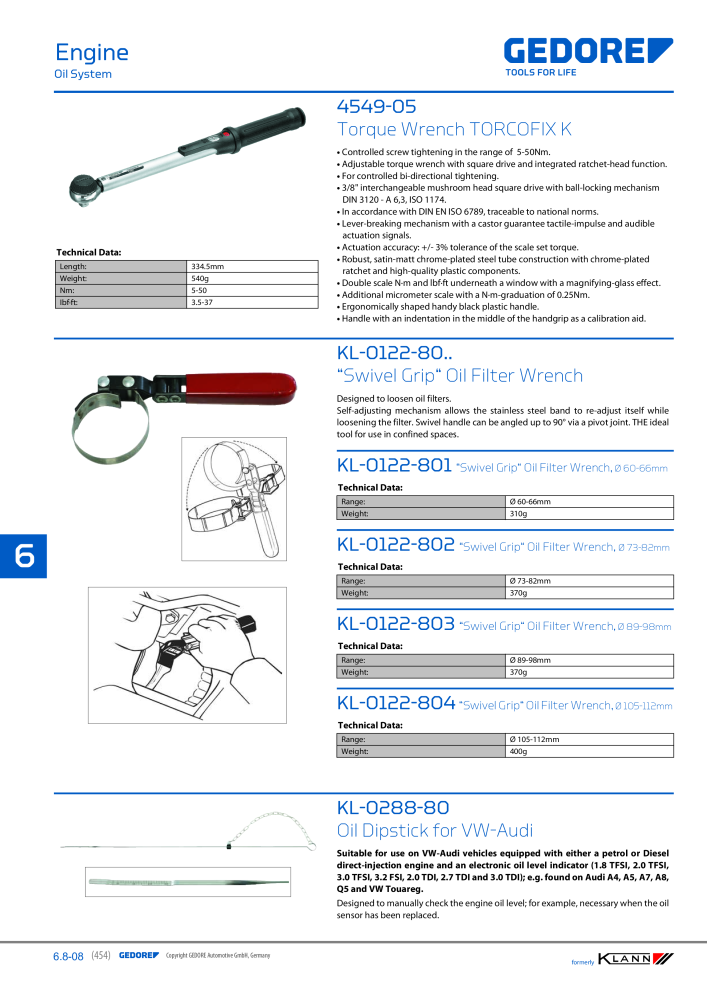 GEDORE Automotive KLANN Main catalog General Repairs Nº: 2086 - Página 454