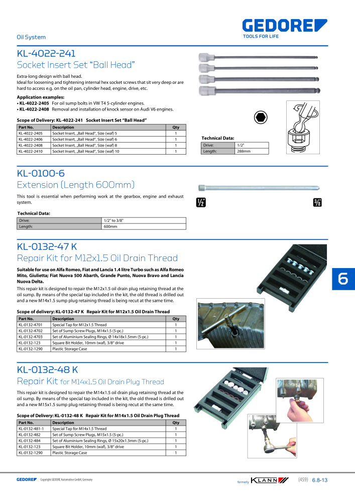 GEDORE Automotive KLANN Main catalog General Repairs NEJ.: 2086 - Sida 459