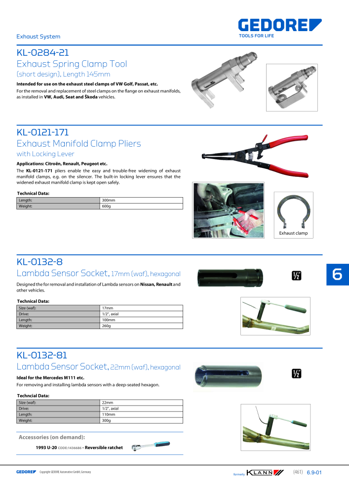 GEDORE Automotive KLANN Main catalog General Repairs NR.: 2086 - Seite 461