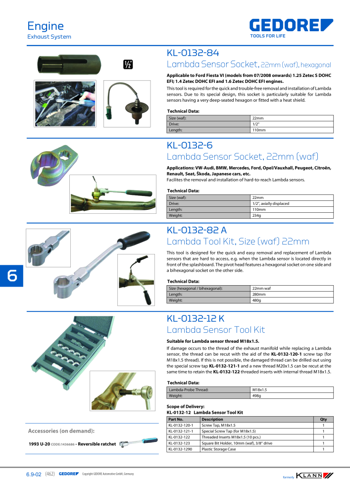 GEDORE Automotive KLANN Main catalog General Repairs NEJ.: 2086 - Sida 462