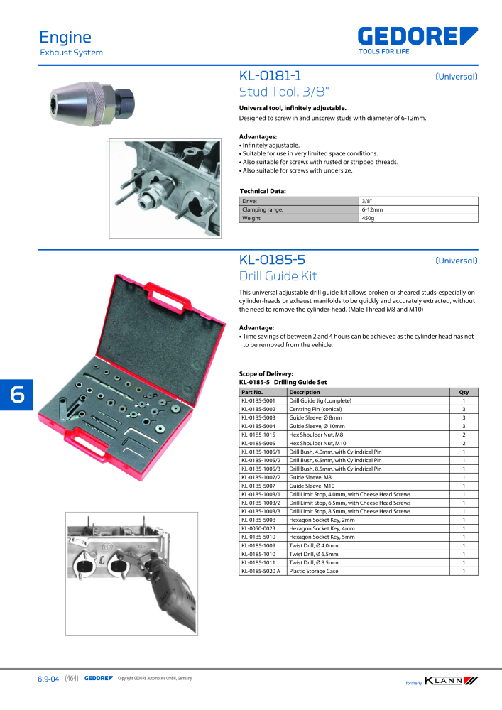 GEDORE Automotive KLANN Main catalog General Repairs Č. 2086 - Strana 464