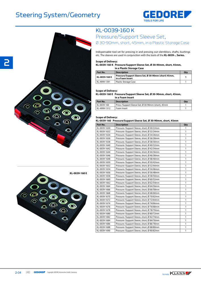 GEDORE Automotive KLANN Main catalog General Repairs NO.: 2086 - Page 48