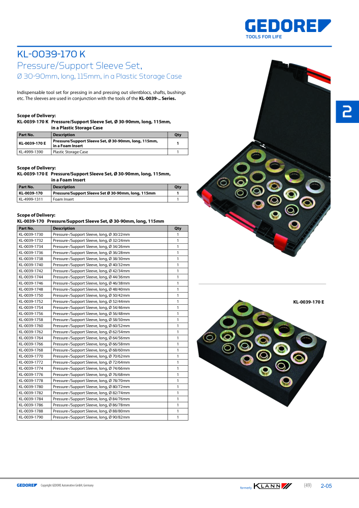 GEDORE Automotive KLANN Main catalog General Repairs NR.: 2086 - Seite 49