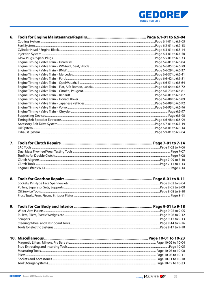 GEDORE Automotive KLANN Main catalog General Repairs NEJ.: 2086 - Sida 5