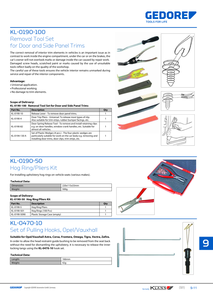 GEDORE Automotive KLANN Main catalog General Repairs Nº: 2086 - Página 501