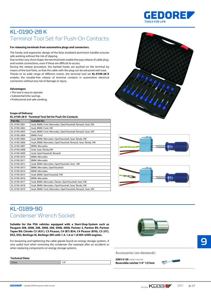 GEDORE Automotive KLANN Main catalog General Repairs Nº: 2086 - Página 507