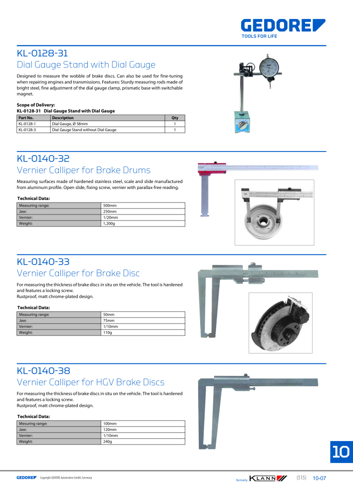 GEDORE Automotive KLANN Main catalog General Repairs NR.: 2086 - Strona 515