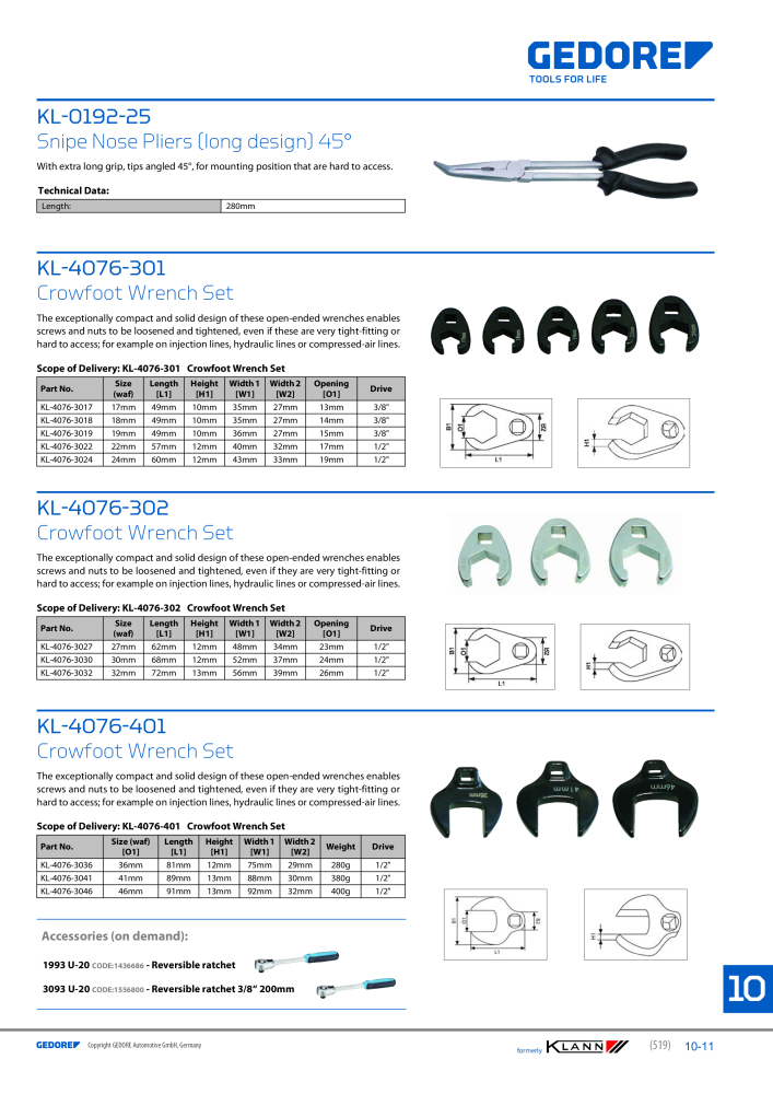 GEDORE Automotive KLANN Main catalog General Repairs NEJ.: 2086 - Sida 519