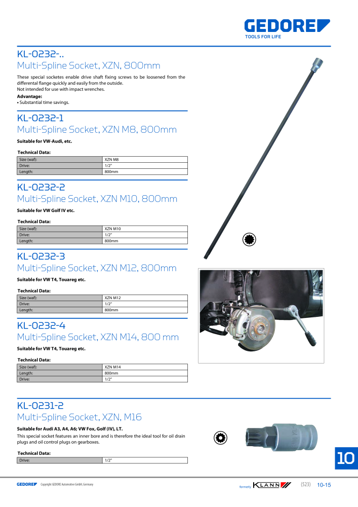 GEDORE Automotive KLANN Main catalog General Repairs NEJ.: 2086 - Sida 523