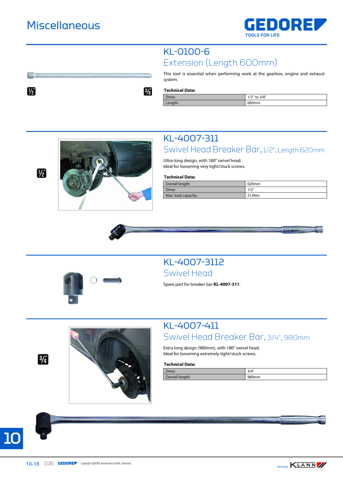 GEDORE Automotive KLANN Main catalog General Repairs NR.: 2086 - Seite 526