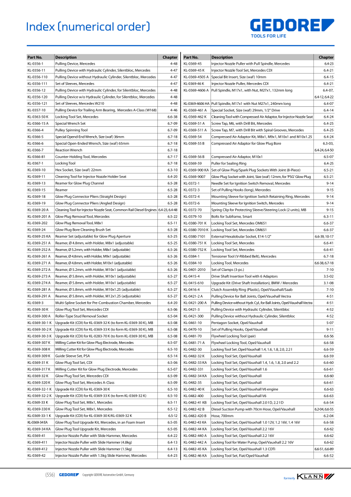 GEDORE Automotive KLANN Main catalog General Repairs Nº: 2086 - Página 556