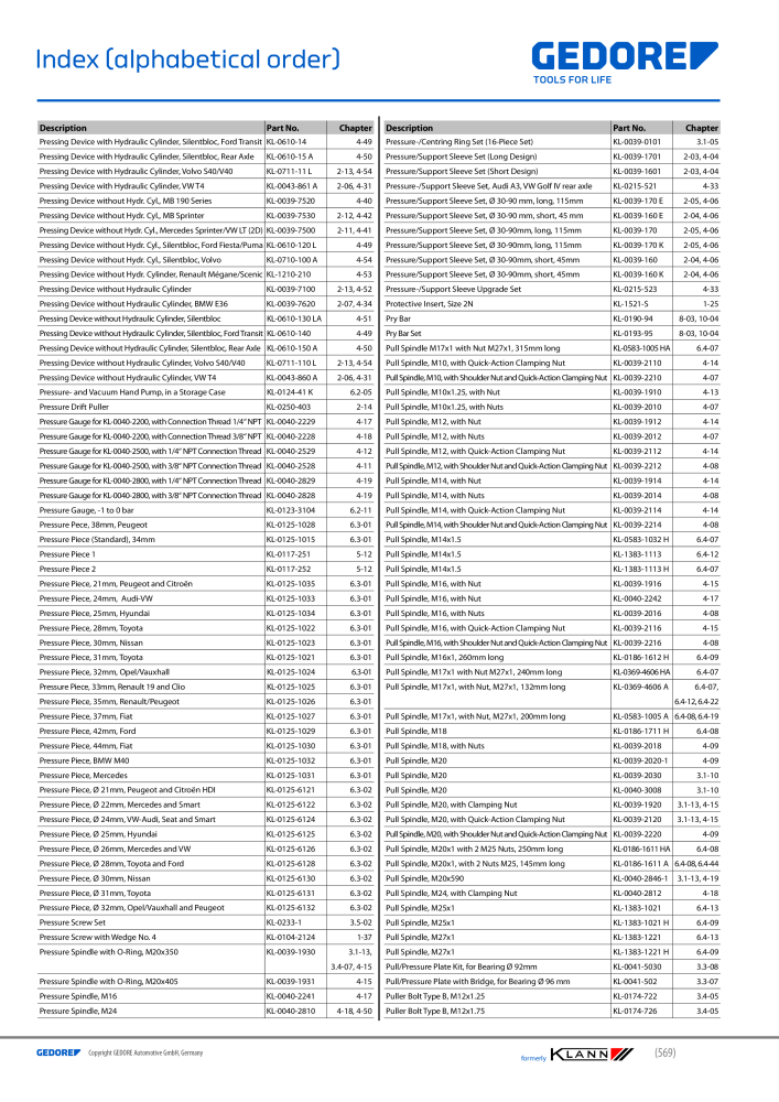 GEDORE Automotive KLANN Main catalog General Repairs NR.: 2086 - Pagina 569