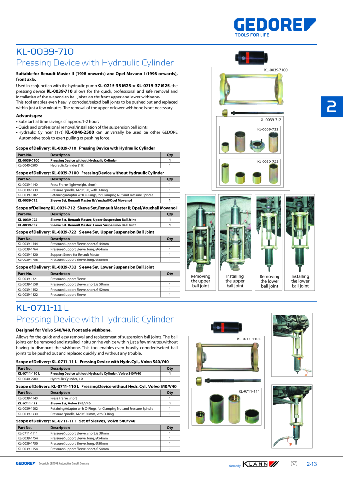 GEDORE Automotive KLANN Main catalog General Repairs NO.: 2086 - Page 57