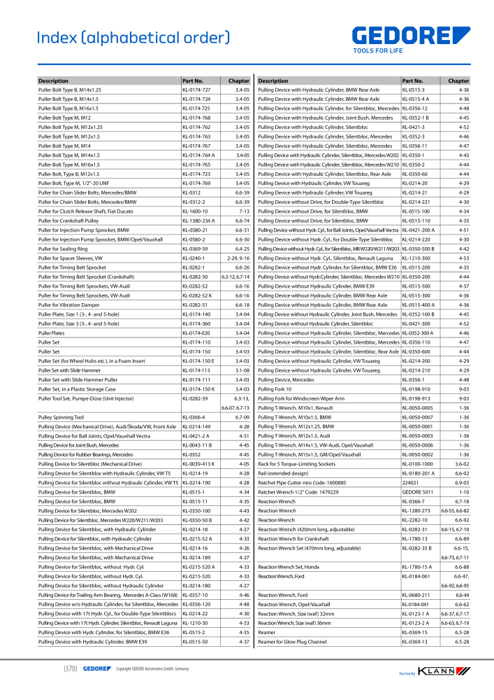 GEDORE Automotive KLANN Main catalog General Repairs NO.: 2086 - Page 570