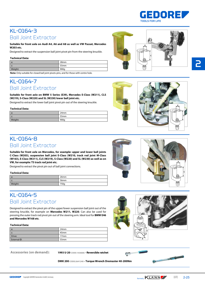 GEDORE Automotive KLANN Main catalog General Repairs NEJ.: 2086 - Sida 69