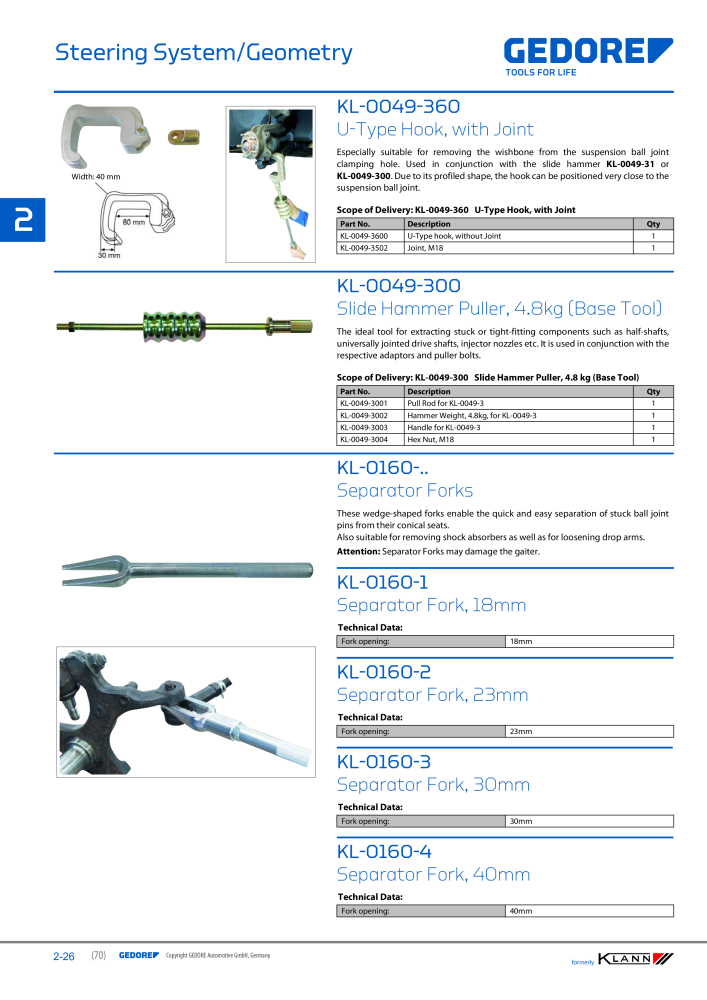 GEDORE Automotive KLANN Main catalog General Repairs Č. 2086 - Strana 70