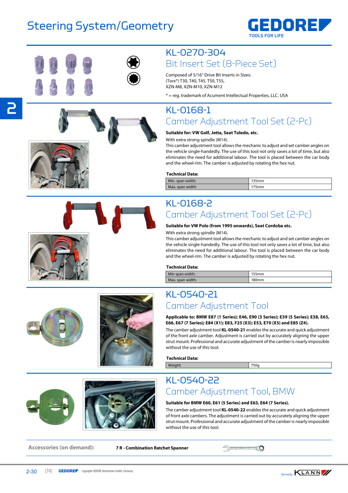 GEDORE Automotive KLANN Main catalog General Repairs Nb. : 2086 - Page 74