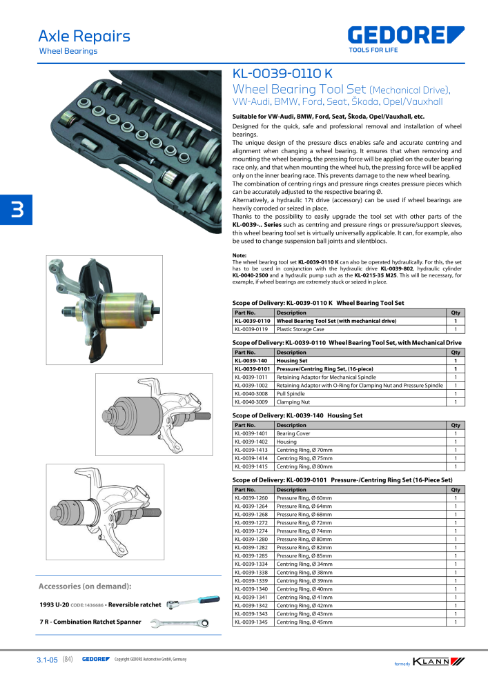 GEDORE Automotive KLANN Main catalog General Repairs NEJ.: 2086 - Sida 84