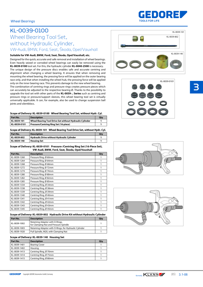 GEDORE Automotive KLANN Main catalog General Repairs NR.: 2086 - Pagina 85