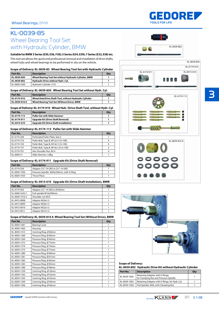 GEDORE Automotive KLANN Main catalog General Repairs NEJ.: 2086 - Sida 87