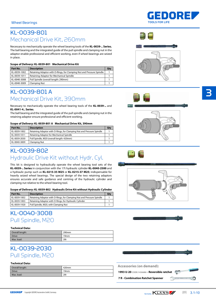 GEDORE Automotive KLANN Main catalog General Repairs Č. 2086 - Strana 89