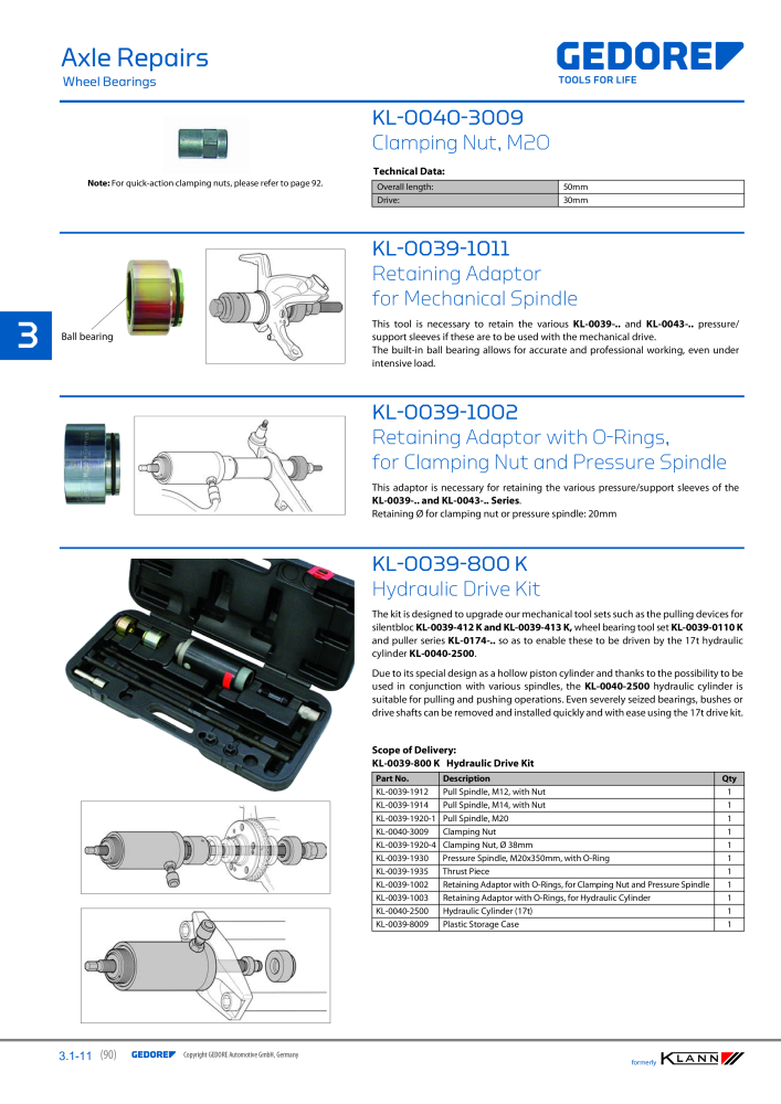 GEDORE Automotive KLANN Main catalog General Repairs Č. 2086 - Strana 90