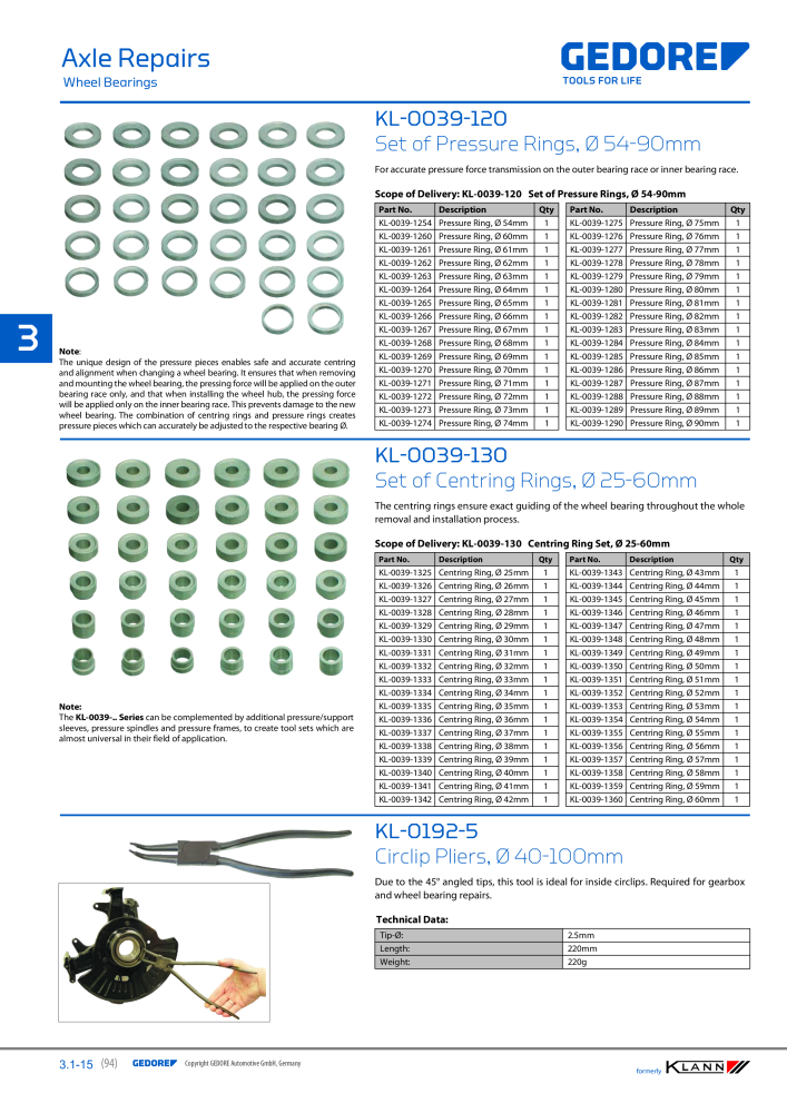 GEDORE Automotive KLANN Main catalog General Repairs NR.: 2086 - Seite 94