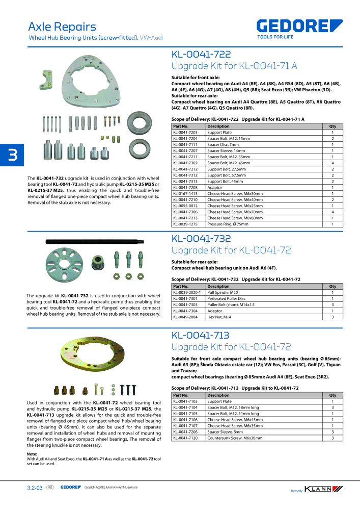 GEDORE Automotive KLANN Main catalog General Repairs NEJ.: 2086 - Sida 98