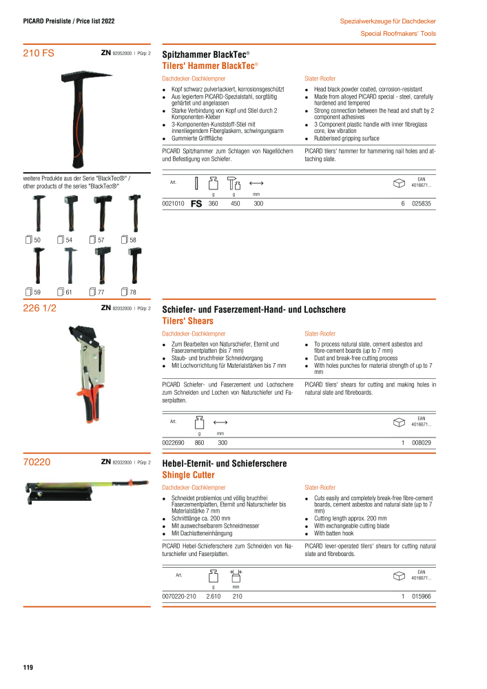 PICARD Catalog hammers NR.: 20873 - Seite 122